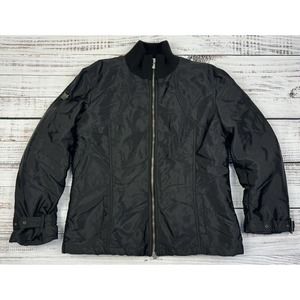 VTG Versace Jeans Couture Black Puffer Jacker Belted‎ Cuff Buckled Sz M Biker